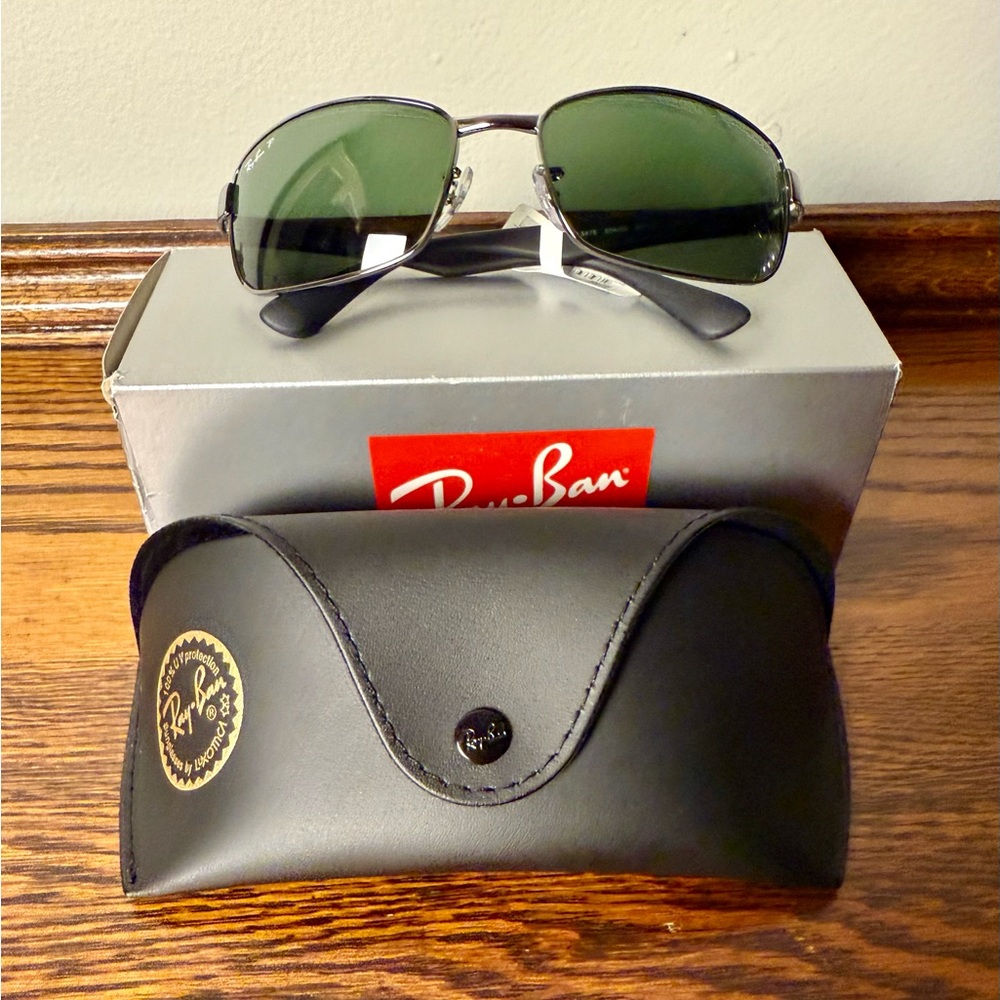 Ray-Ban RB3478 Rectangular Gunmedal Green Polarized Sunglasses - Picture 2 of 7